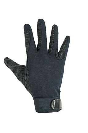 Gants D’équitation HKM Hobby Horsing Noir/gris – Ajustement Précis, Renforts élastiques, Fermeture Velcro – Pour Loisir Ou Compétition